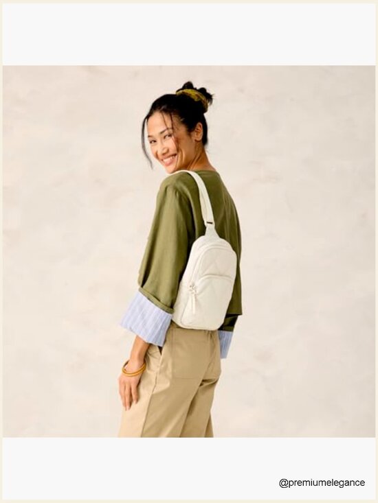 Lightweight Diamond Quilted Sling Backpack with Recycled Fabric